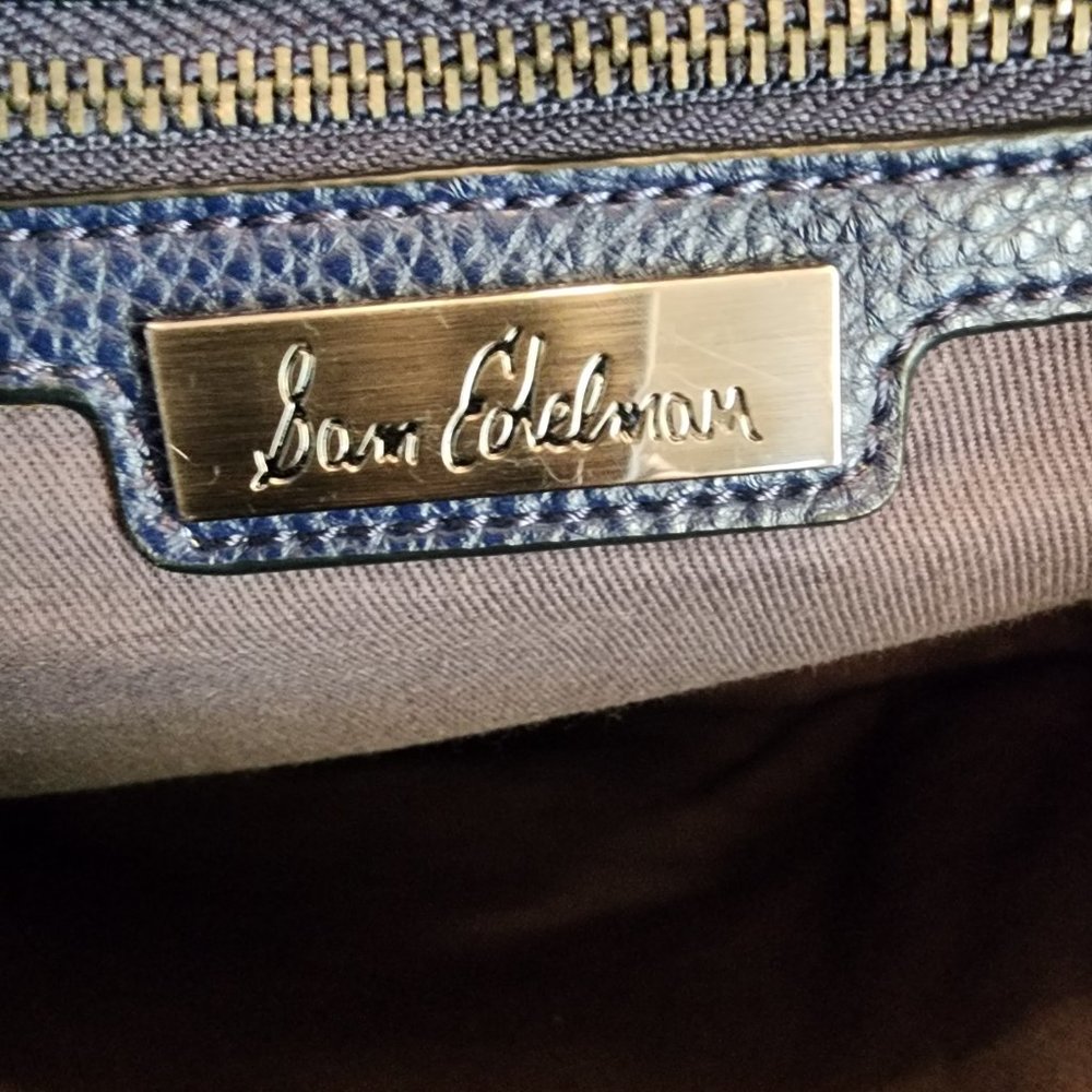 Sam Edelman Navy Blue Leather Satchel with Reversible Studded Shoulder Strap - Picture 12 of 12